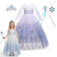 Birthday Kid Girls Cosplay White Elsa Mesh Costumes Snow Queen Elsa Princess Long Dress Halloween Party Carnival Clothes Vestido
