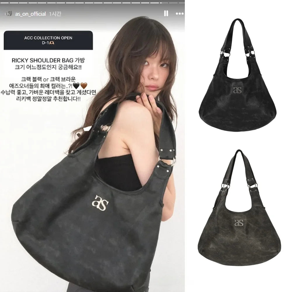 Retro Washed Large Capacity Crescent Bag Single Shoulder Tote Women's  Brand Moon Tooth Bag Casual Handbag for Women