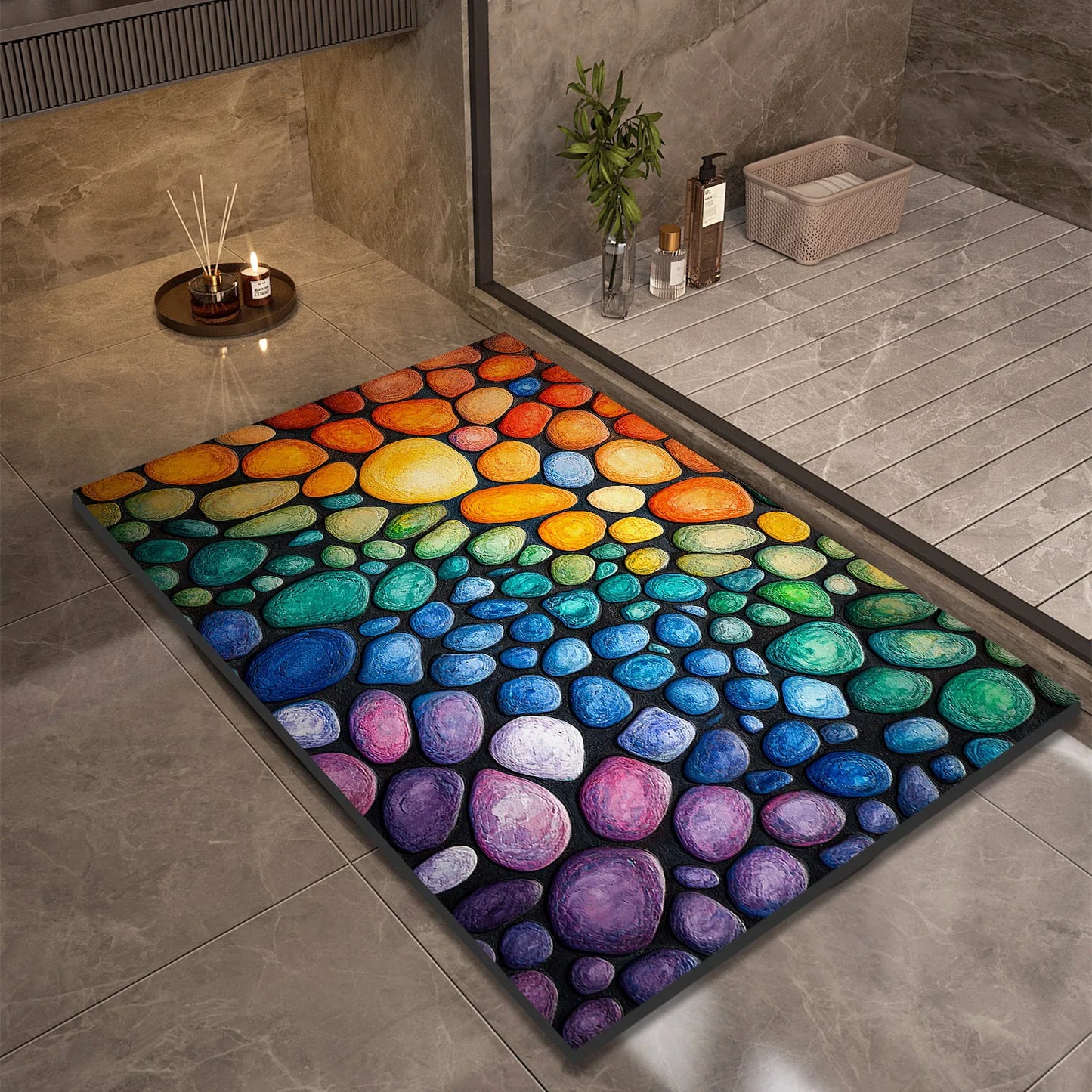 Stone Design Diatomite Bath Mat Bathroom Non-slip Shower Foot Mats Absorbent Quick Dry Toilet Rugs Carpet Doormat Washable