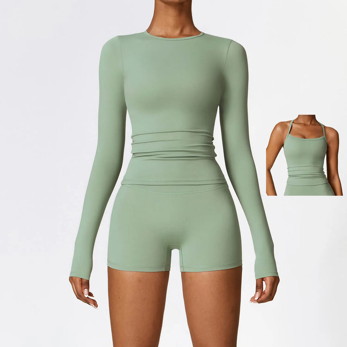 2/3PCS Yoga Set Women Workout Set Seamless Sportswear Gym Clothing Fitness Long Sleeve Crop Top High Waist Leggings Sports Suits
