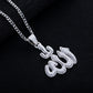 MossanRappr 2.9cttw Moissanite Islam Muslim Rune Patter Pendant Allah Necklace 925 Sterling Silver Hip Hop Jewelry Gifts for Men