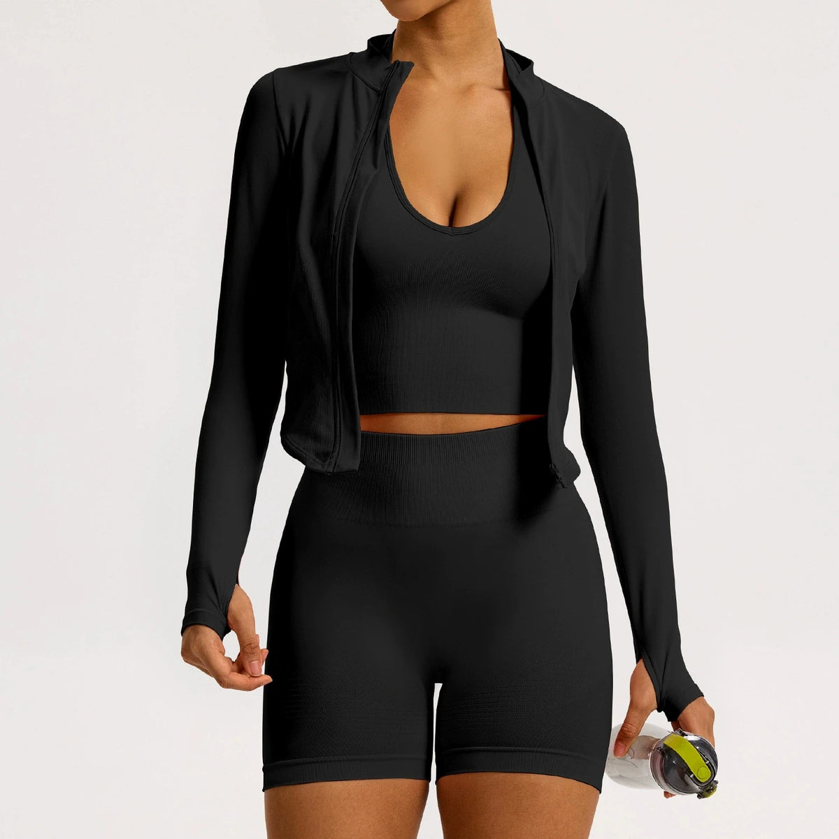 2/3PCS Yoga Set Women Gym Long Sleeve Sports Suits Fitness Bra Crop Top Workout Clothes Female Solid Seamless Legging Sportswear