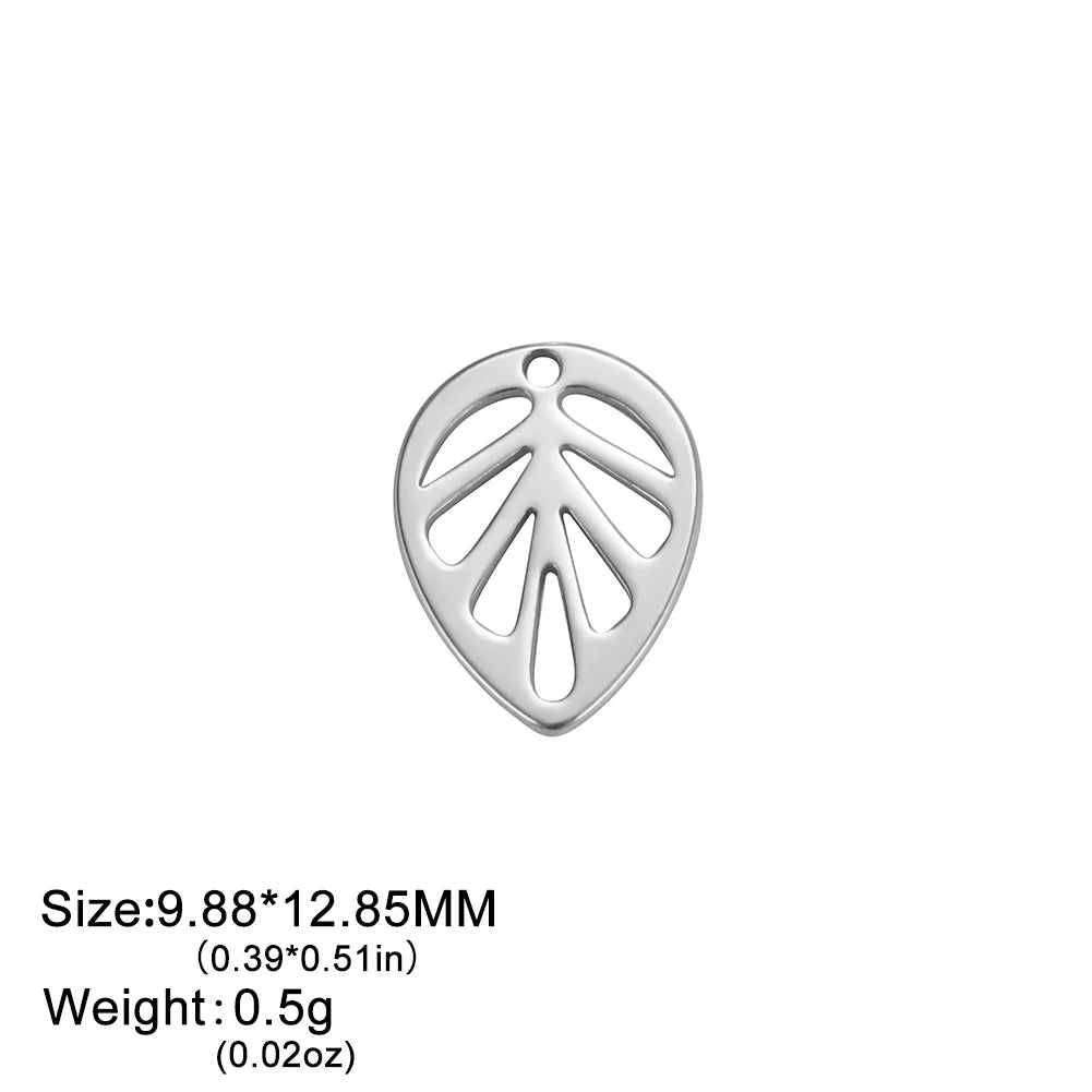 EUEAVAN 5pcs Stainless Steel Charms for Jewelry Making Leaves Lotus Flower Star Pendant Mini Charm Necklace Bracelet DIY Gifts
