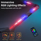 FRODROVIA Ergonomic Gaming Desk with RGB LED Lights Carbon-Fiber Surface PC Workstation Table with Headphone Hook And Cup Holder