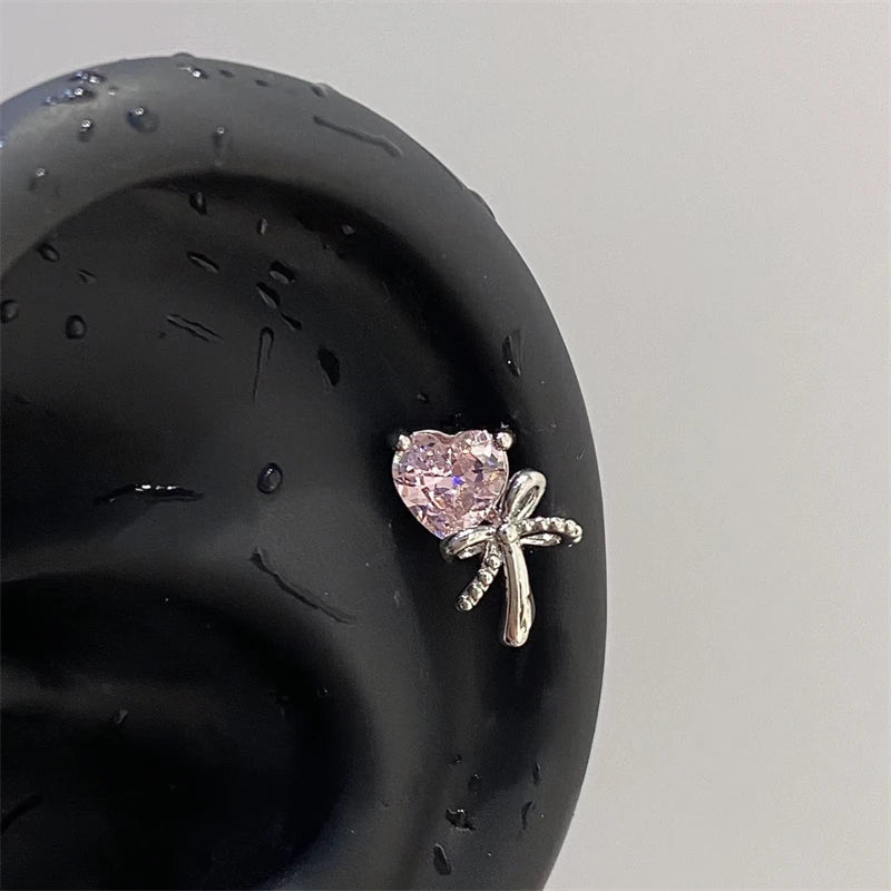 1pcs Quality Shiny Cross Zircon 316L Stainless Steel Ear Bone Nail Y2K Style Silver Color Earring for Women Cochlear Accessories