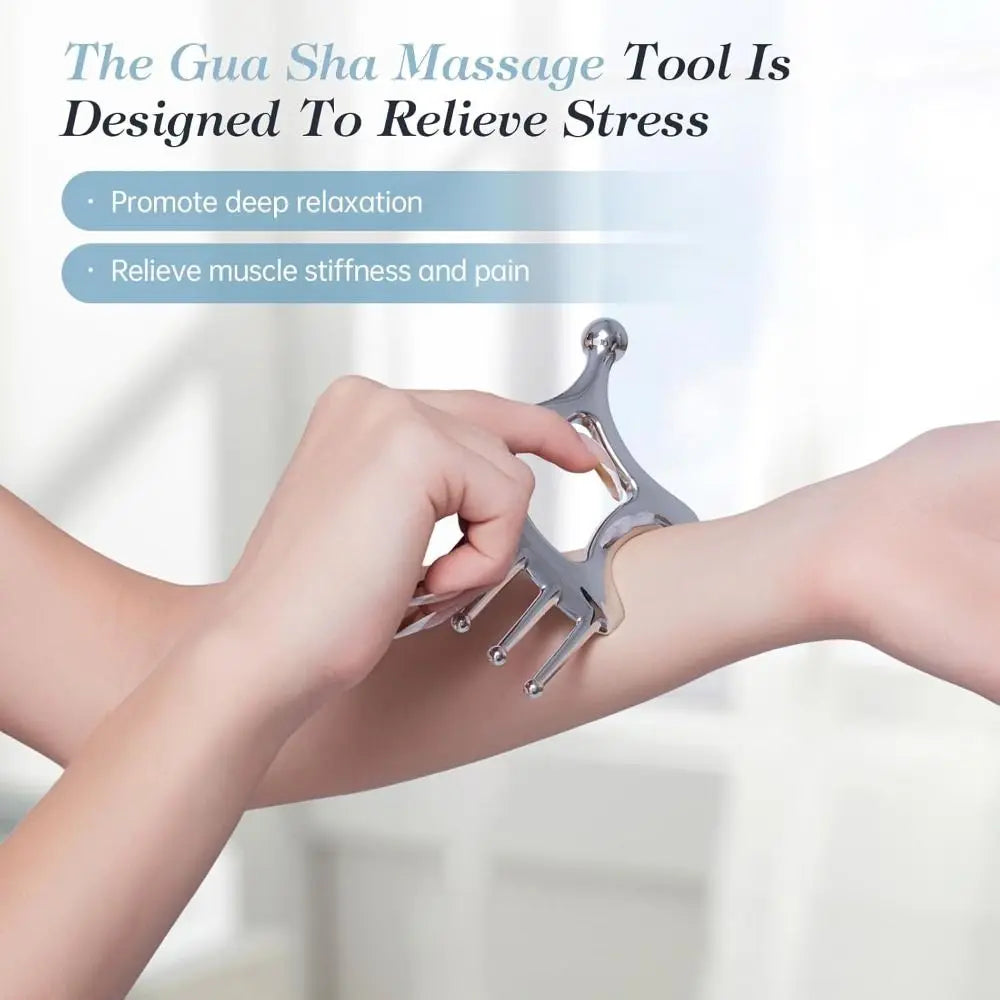 5 in 1 Metal Gua Sha Facial Tools Head Massage Comb Scalp Guasha Massager Point Tool Deep Relaxation Relieving Home SPA