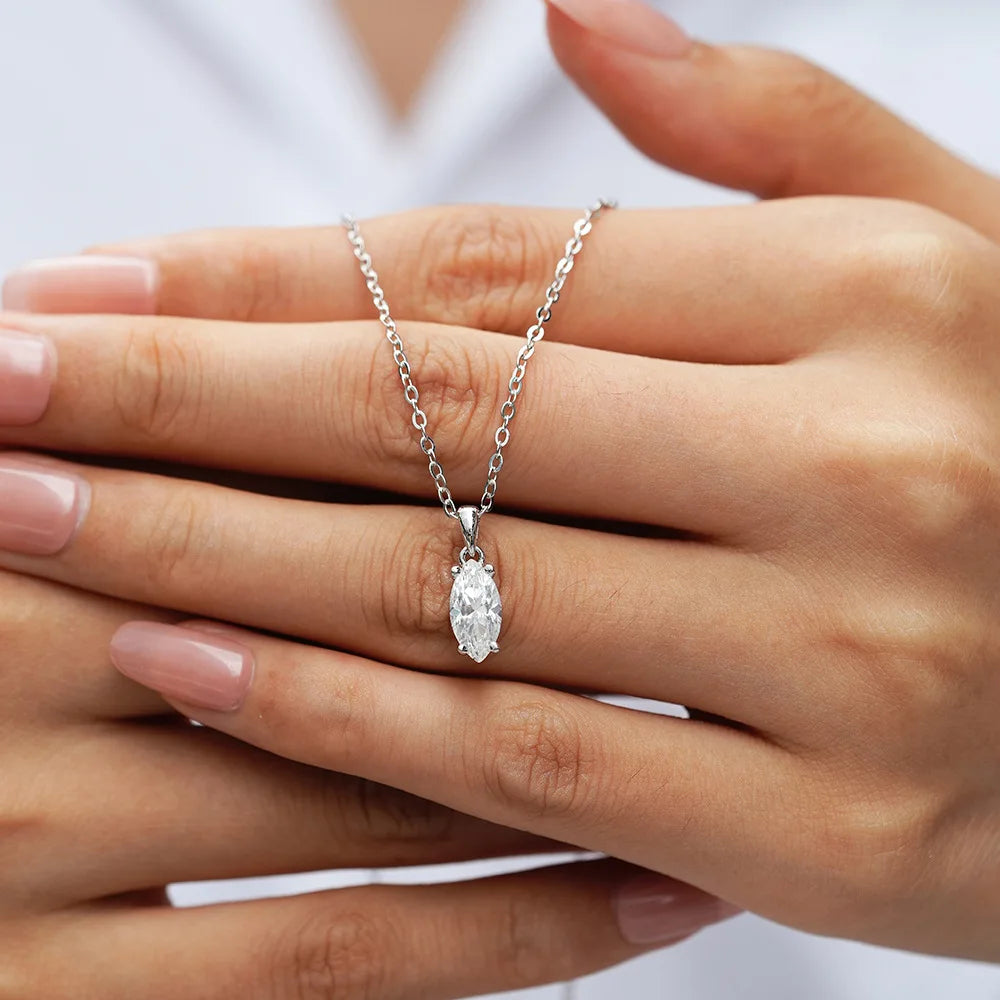 PureNew 1-5ct Classic Full Moissanite Necklace For Women S925 Silver Plated 18k Gold D Color VVS1 Women's Moissanite Chain Gift