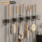 Stainless Steel Mop Broom Holder Wall Mounted No-Drilling Self Adhesive Heavy Duty Utility Storage Rack Garage Garden Organizer