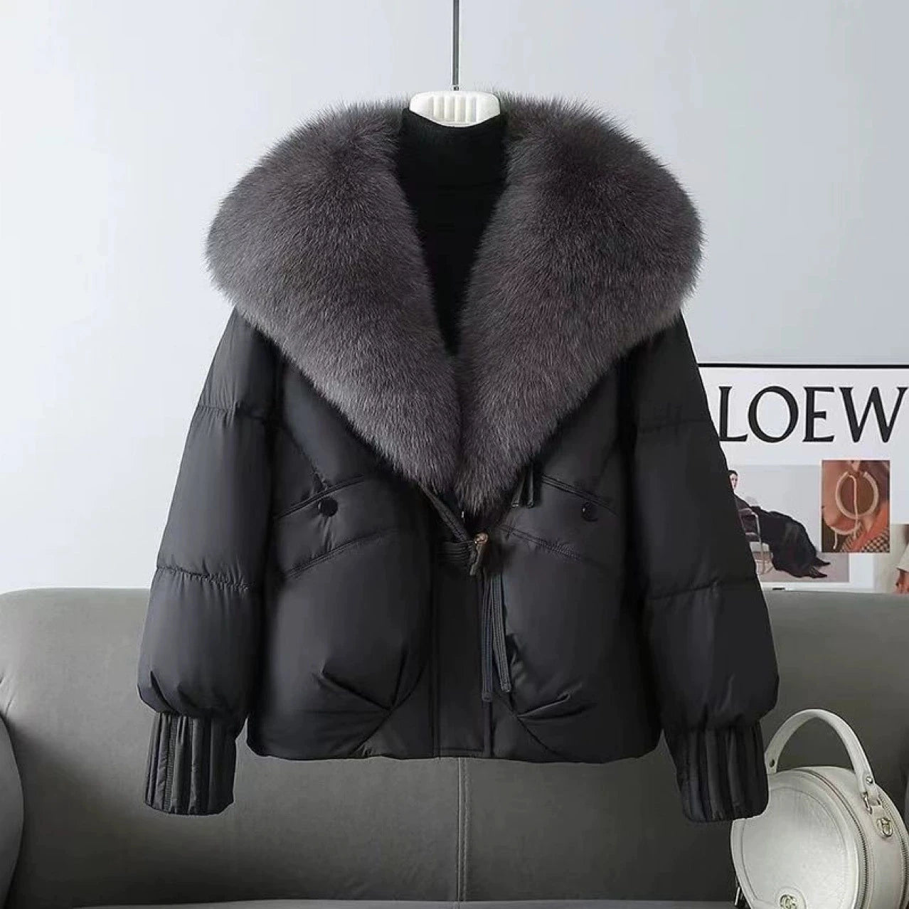 Fashion Winter Jacket Women 2025 New Korean Big Fur Collar Thick Down Cotton Jacket Parkas Female Short Coat Slim Warm Outerwear