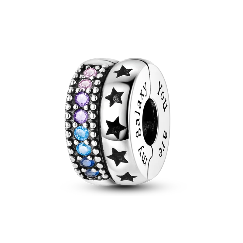 Silver Clasp 925 Sterling Silver CZ Pave Clip Charms Daisy Beads Stopper Safety Chain Fit Original Bangle Bracelet Jewelry Clips