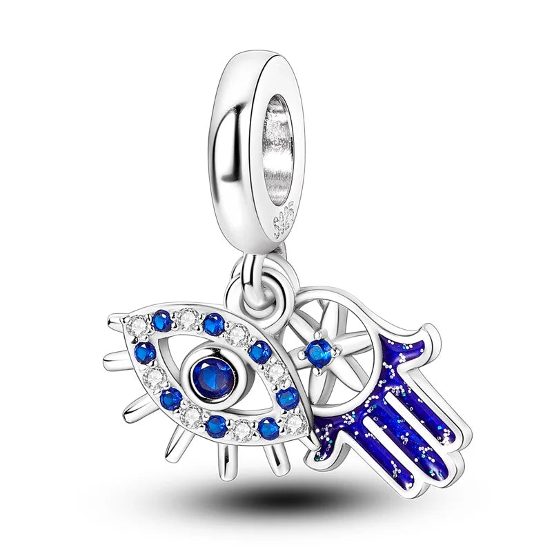 Hot Sales 925 Sterling Silver Charms Beads Devil's Eye Fatima's Hand Cross Beads Fit Original Bracelet Women DIY Jewelry Gifts