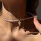 Design Exaggerated Baroque Transparent Crystal Chain With Sexy Zircon Cross Pendant Necklace For Women Wedding Praty Gift