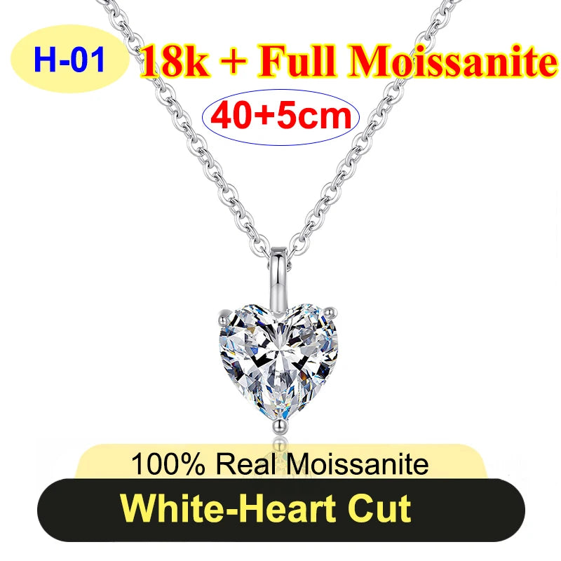 PureNew 1-5ct Classic Full Moissanite Necklace For Women S925 Silver Plated 18k Gold D Color VVS1 Women's Moissanite Chain Gift