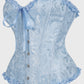 Women's Strapless Sweetheart Corset Light Blue Floral Jacquard Ruffle Frill Bustier