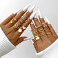 58PCS Vintage Heart Snake Butterfly Rings Set for Women Fashion Metal Gold Plated Geometric Hollow Finger Ring Jewelry Gifts New