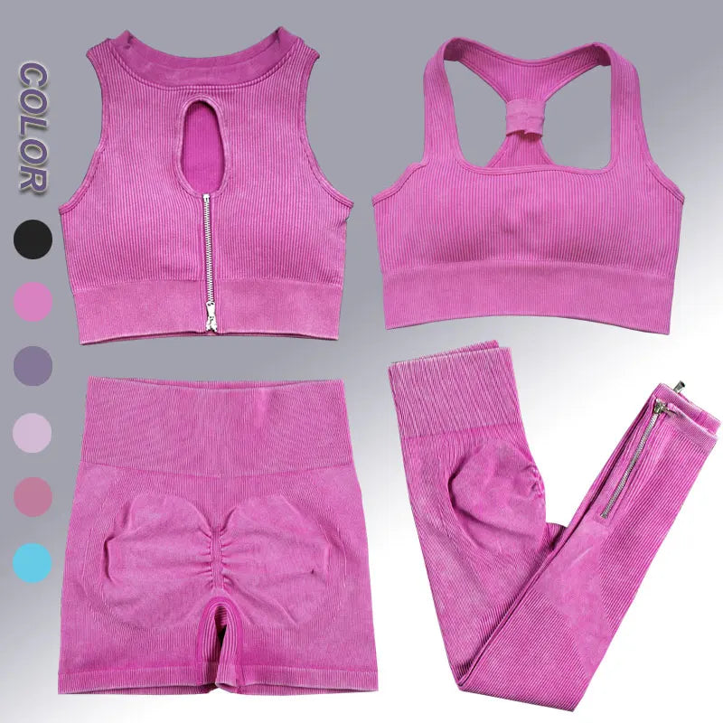Yoga Suit High Waist Leggings Running Training Tights Sports Outfits Long Sleeve Crop Top Bra Seamless Fitenss Set Fitness Wear