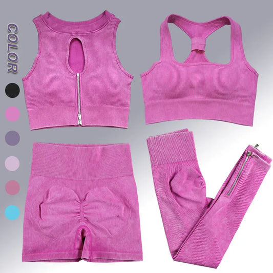 Yoga Suit High Waist Leggings Running Training Tights Sports Outfits Long Sleeve Crop Top Bra Seamless Fitenss Set Fitness Wear