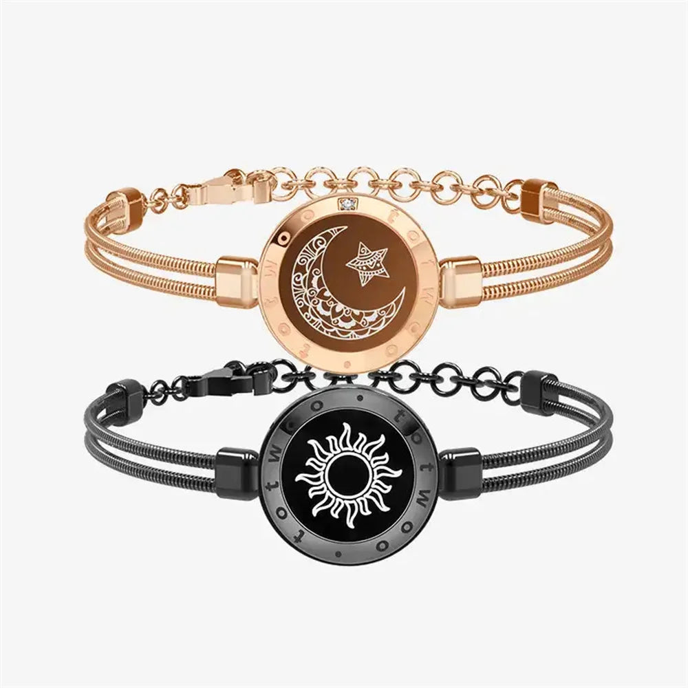 TOTWOO Long Distance Touch Bracelets for Couples ,Light up&Vibration Relationship Gifts for Lovers Smart Jewelry Love Bracelets