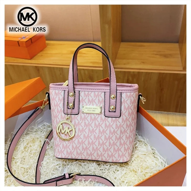 Michael Kors Ladies' one shoulder crossbody bag, fashionable and casual MK classic print, girls' mini bag, travel handbag