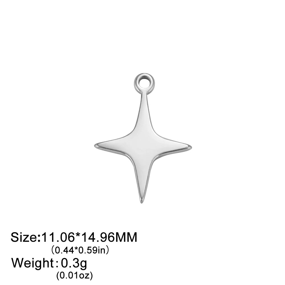 EUEAVAN 5pcs Stainless Steel Charms for Jewelry Making Leaves Lotus Flower Star Pendant Mini Charm Necklace Bracelet DIY Gifts