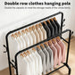 Heavy Duty Rolling Clothes Rack Metal Coat Hanger Stand Floor-Standing Bedroom Clothes Shelf Simple Rod Shoes Storage Organizer