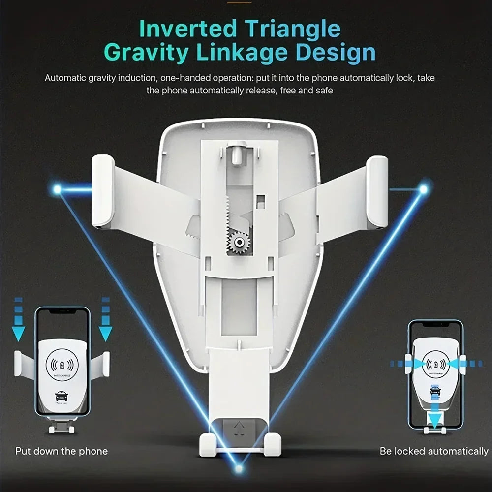 Fast Wireless Chargers Car For iPhone 17 16 15 14 13 12 Pro XS Max XR Samsung Xiaomi Wireless Charging Phone Car Holder Charger