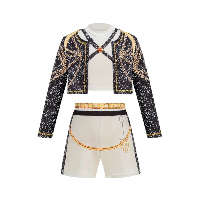 2026 Spring Summer Girl Cosplay Singer Fashion Clothes Stage Performance 3PCS Set Children Show Halloween Carnival Party Costume