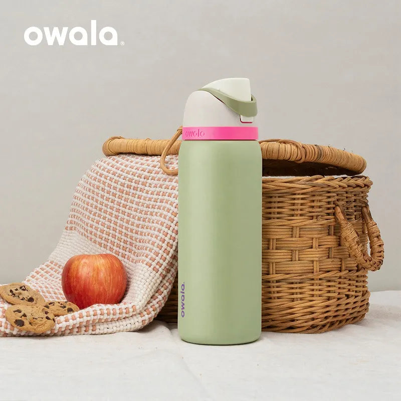 Owala Freesip insulated cup, straw, stainless steel insulated water cup, large capacity portable outdoor insulated kettle 32oz