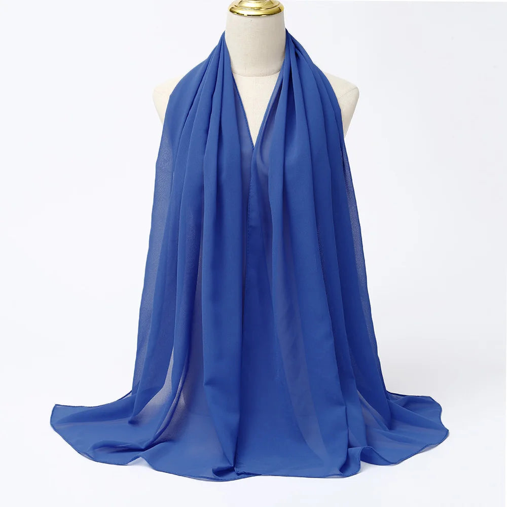 Muslim Chiffon Hijabs For Woman Long Solid Color Head Wrap For Women Shawls Scarves Ladies Muslim Veil Hijab