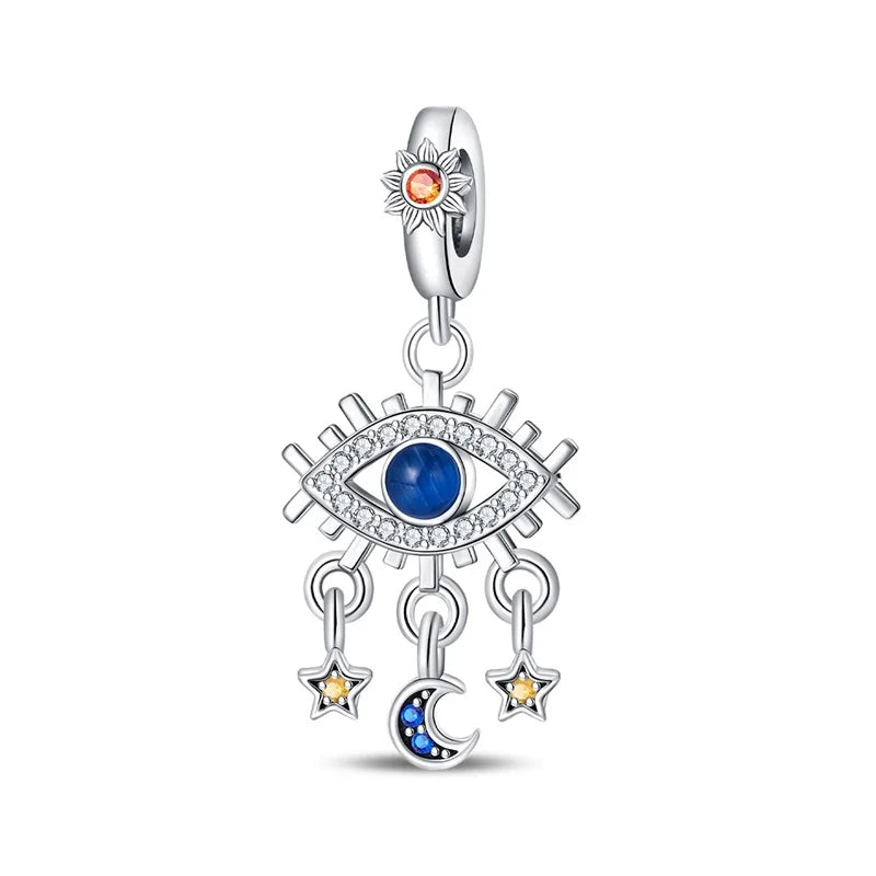 Hot Sales 925 Sterling Silver Charms Beads Devil's Eye Fatima's Hand Cross Beads Fit Original Bracelet Women DIY Jewelry Gifts