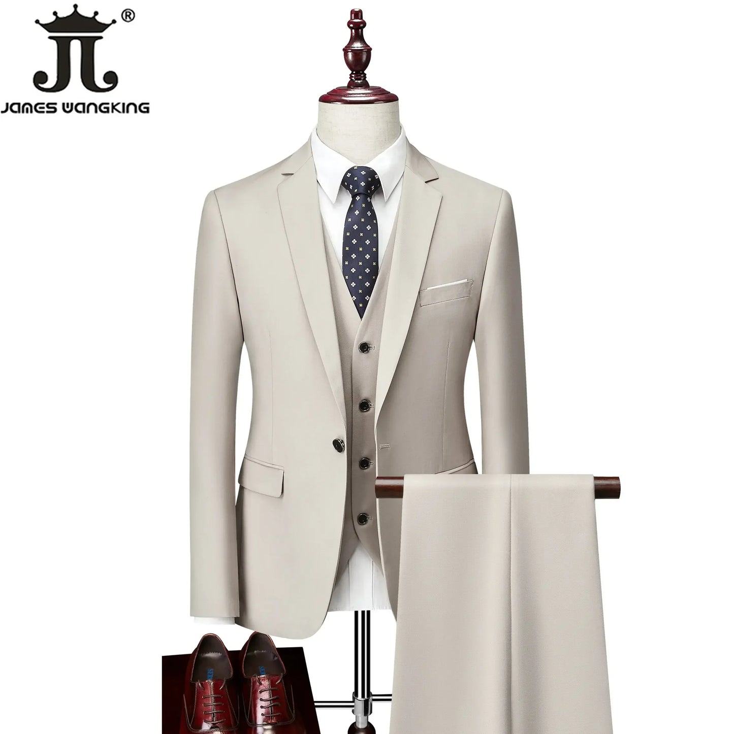 M-6XL 15 Colors ( Jacket+Vest+Pants ) Formal Business Office Men's Suits Groom Wedding Dress Party Dress Solid Color Suit