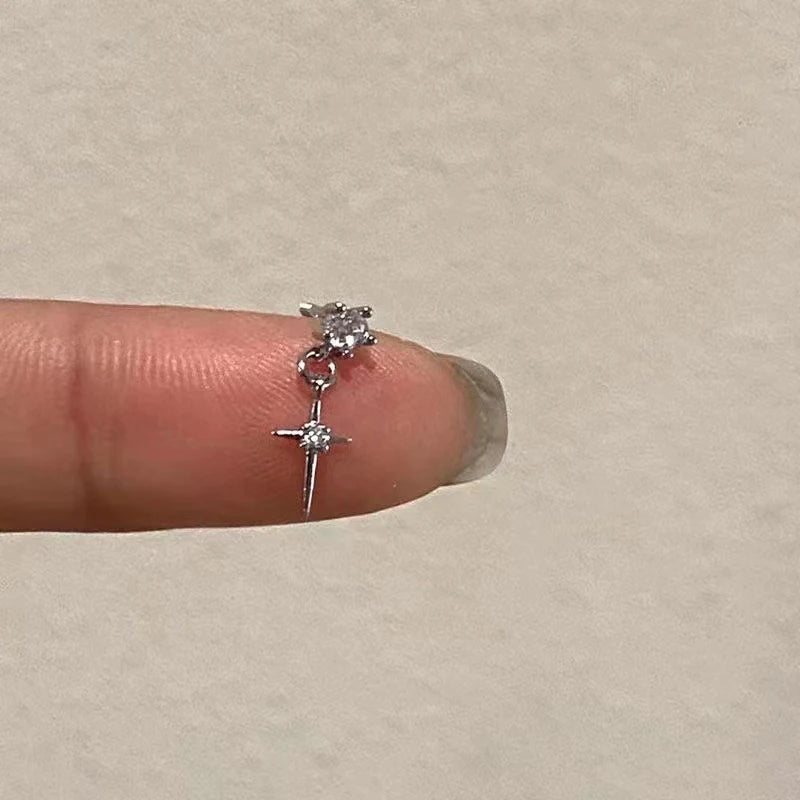 Mini Crystal Zircon Stud Earrings Sweet Needle Unisex Ear Studs Pendant Cross Star Earbone Jewelry Cool Cute Punk Grunge Jewelry