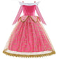 2026 Disney Sleeping Beauty Aurora Princess Dress Girl Cosplay Off Shoulder Kids Gifts Fancy Party Girl Baby Fine Lace Dress Set