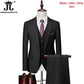 M-6XL 15 Colors ( Jacket+Vest+Pants ) Formal Business Office Men's Suits Groom Wedding Dress Party Dress Solid Color Suit