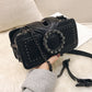 Fashionable Chain Strap Small Square Bag Women's Bag Retro Style Crossbody Bag Versatile Casual Pure Color Lock Buckle Closure