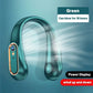 Neck Bladeless Fan Mini Ultra Long Life Portable Lazy Silent Fan USB Charging Student Sports Office Digital Display Power 5 Gear