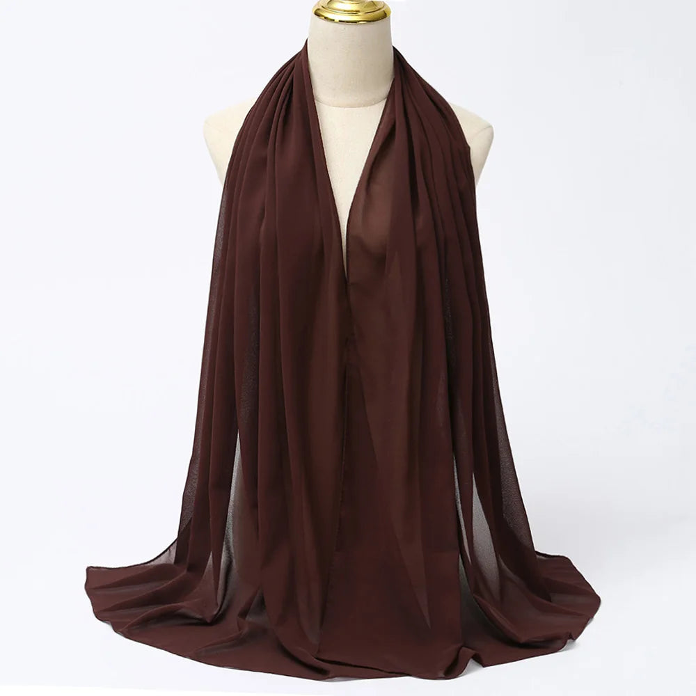 Muslim Chiffon Hijabs For Woman Long Solid Color Head Wrap For Women Shawls Scarves Ladies Muslim Veil Hijab