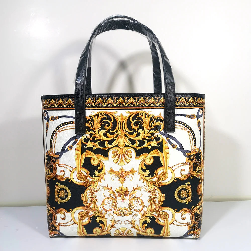 Italy Luxury Print Travel Shoulder Bag Floral Textured-Leather Shopper Tote large tote bag famous brand bag women girl handbag