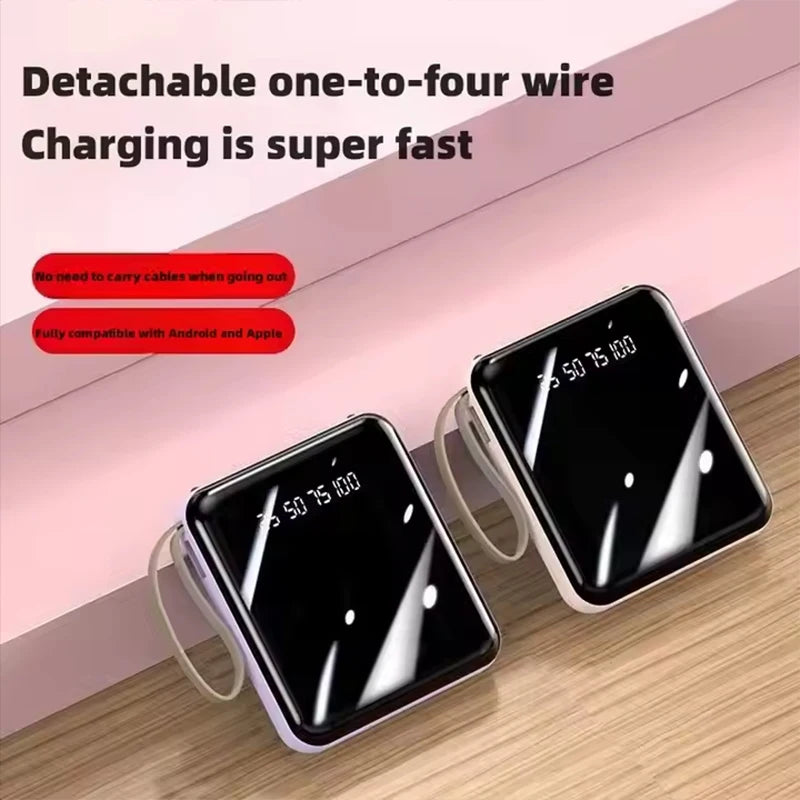 ROMOSS 500000mAh Power Bank Built in 4 Cables Portable Super Fast Charging Digital Display External Battery For iPhone Samsung