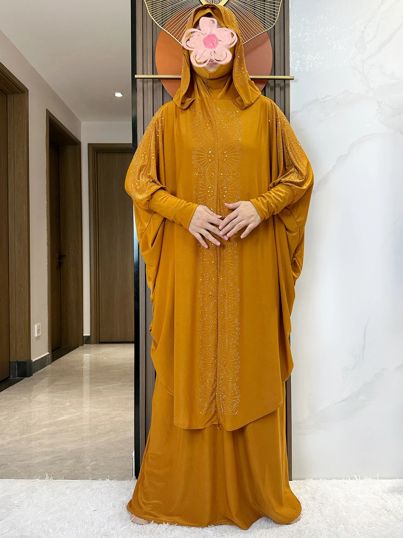 New Two Piece Set Solid Jilbab Prayer Muslim Abaya Set Women Prayer Garment Dress Hijab Long Khimar Skirt Sets Islamic Ramadan