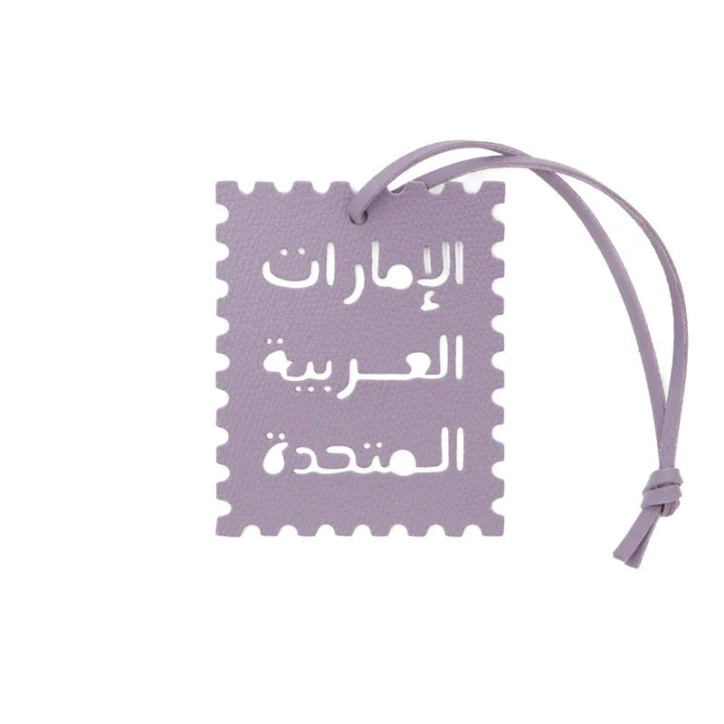 Square Leather UAE Letter Pendant Arabic Travel Label Hanging Ornament Women's Handbag Bag Pendant Personalized Creative Gift