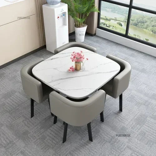 Nordic Round Dining Tables Set for Dining Room Furniture Kitchen Dining Table Set with 4 Chairs Home  Light Luxury Center Tables