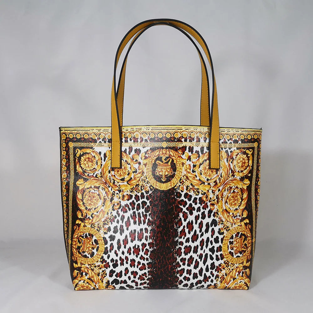 Italy Luxury Print Travel Shoulder Bag Floral Textured-Leather Shopper Tote large tote bag famous brand bag women girl handbag