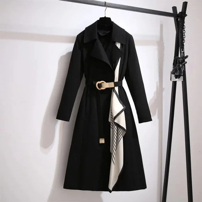 Women's Long Coat Spring Autumn Loose Fashionable Slimming Large Size Casual Outerwear Elegant Lady Jacket Trendy