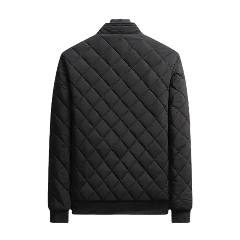 Autumn Winter Bomber Jacket Men Diamond Pattern Fleece Lined Casual Jacket Men Fashion Clothing 2026 Brand New Slim Fit Coat