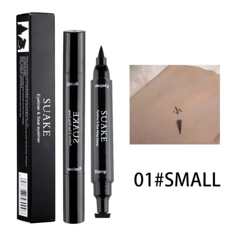 2 in 1 Black Eyeliner Stamp Waterproof Sweat-proof Dual-ended Liquid Eyeliner Quick Dry Easy Applying Eyeliner Pen Lazy Makeup