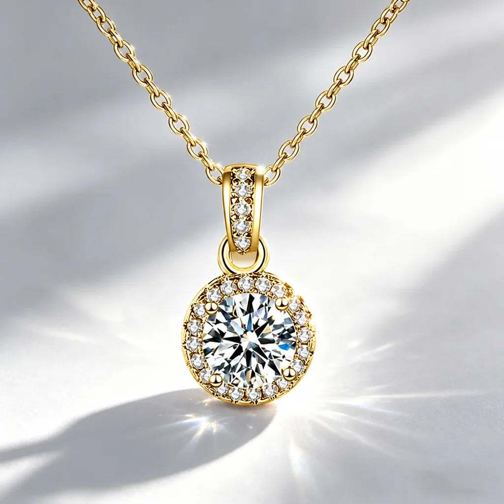 0.5ct-1.0ct VVS1 D Color Moissanite Necklace 925 Soild Sterling Sliver Chain with Certificate Fine Jewelry for Woman Jewelry