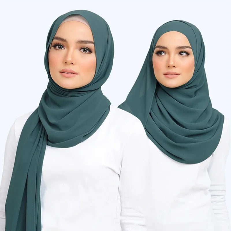 Muslim Chiffon Hijabs For Woman Long Solid Color Head Wrap For Women Shawls Scarves Ladies Muslim Veil Hijab