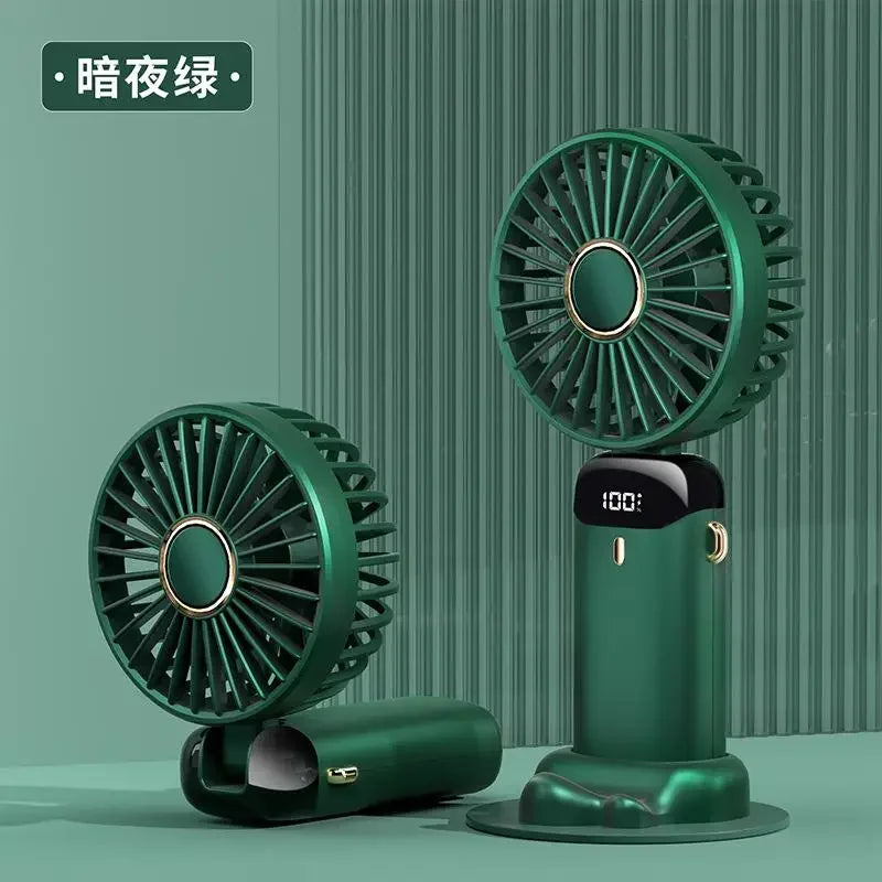 Mini Handheld Fan Foldable Neck Hanging Fan 5 Speed USB Rechargeable Portable Cool Fan with LED Digtal Display Low Noise Summer
