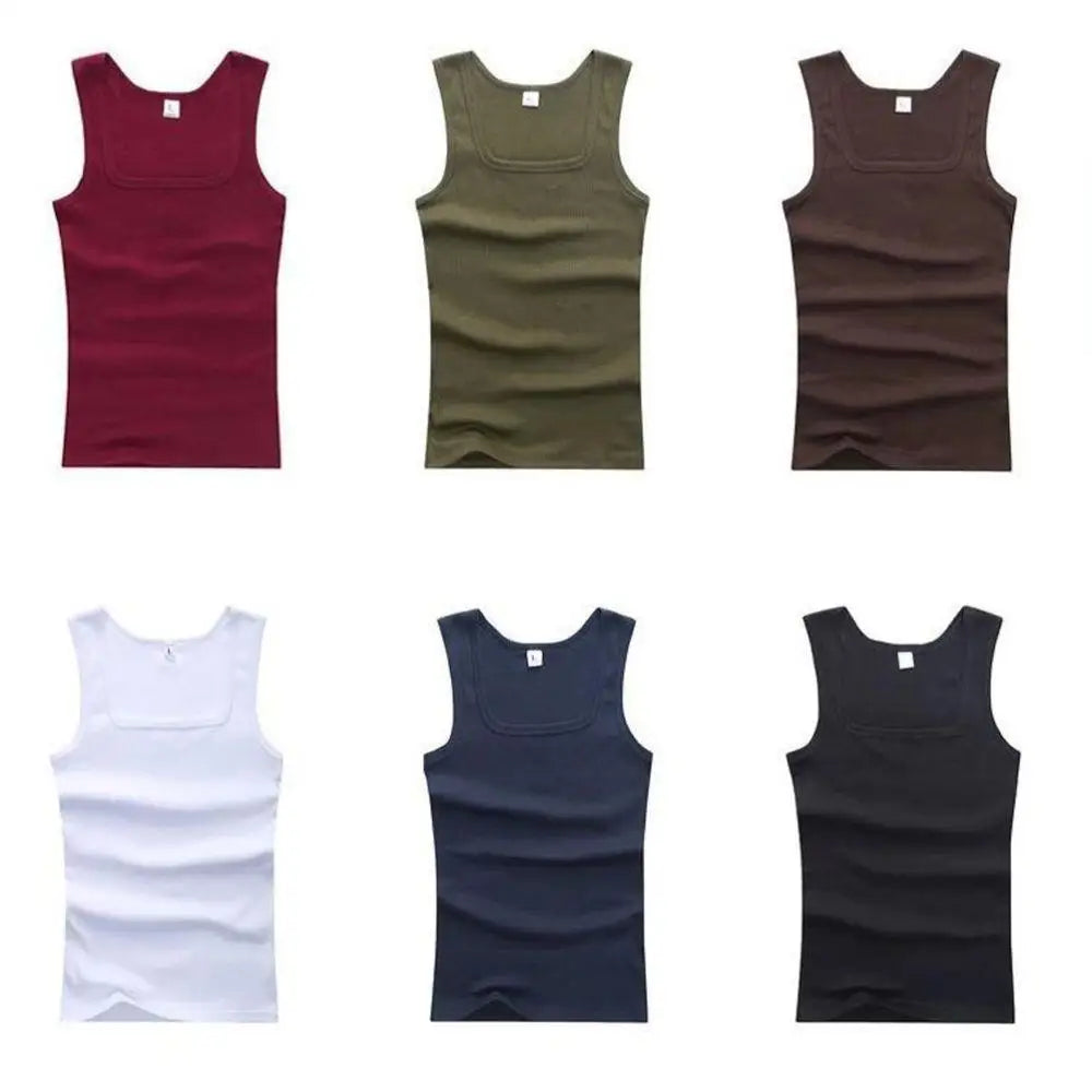 Hot Sale Men's Sleeveless Breathable Fitness Vest Basic Elastic Tank Top Men's Cotton Bodybuilding T-shirt Classic Color Clothes